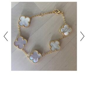 Gold and White Clover Bracelet in velvet box